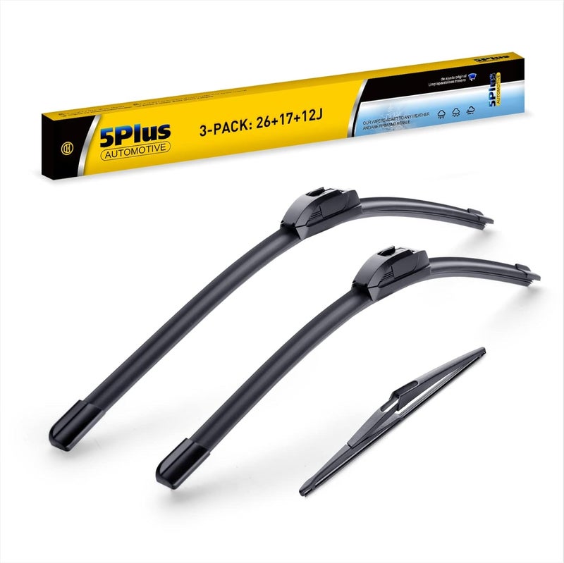 5PLUS 3 Wipers 26"/17"/12" Replacement For NISSAN ROGUE 2021-2015 Pathfinder 2019-2013, 26 Inch+17 Inch Windshield Wiper Blades with 12 Inch Rear Wiper Blade-Original Factory Quality - Image 1